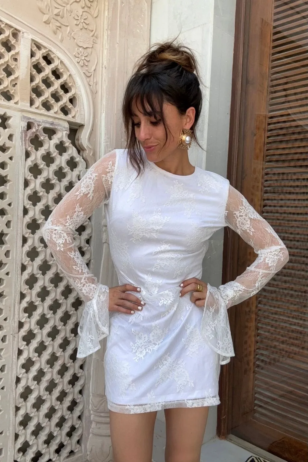 Primrose Long Sleeve Lace Mini Dress sold by 12th Tribe