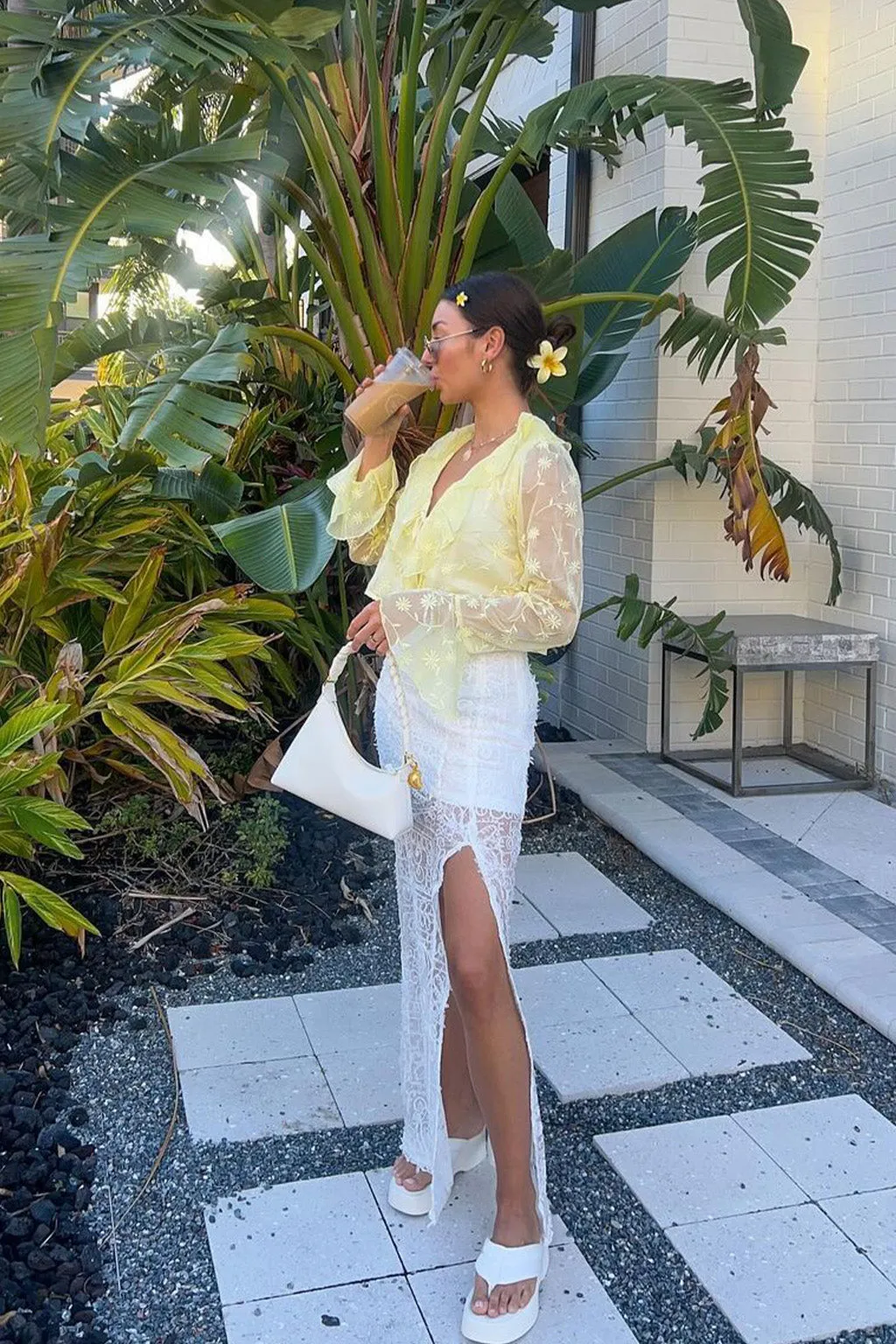 Guilliana Yellow Ruffle Blouse sold by 12th Tribe product image thumbnail 4