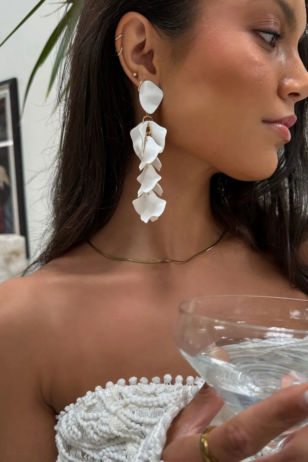 Leah White Flower Drop Earrings sold by 12th Tribe