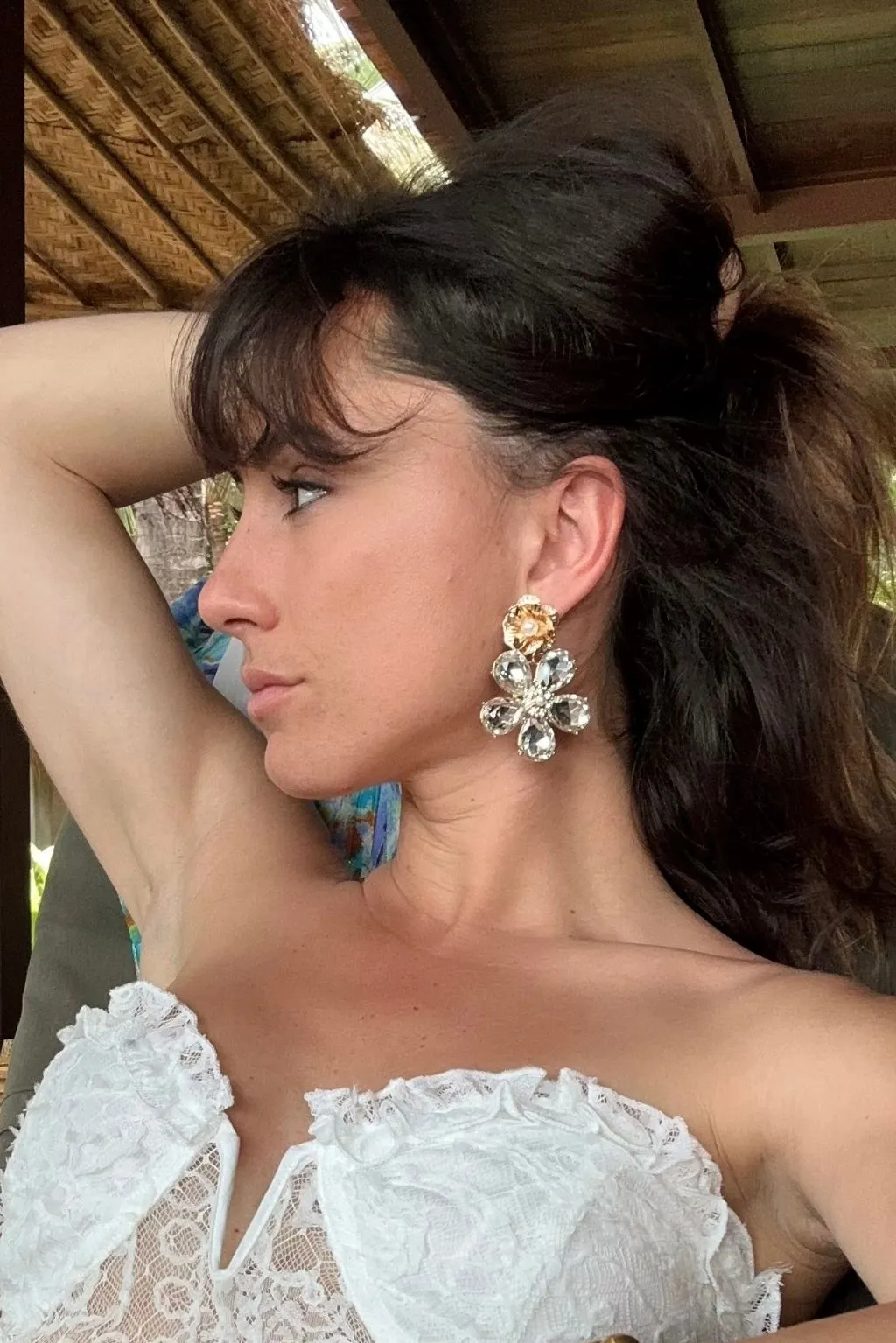 Iris Rhinestone Flower Earrings sold by 12th Tribe product image thumbnail 2