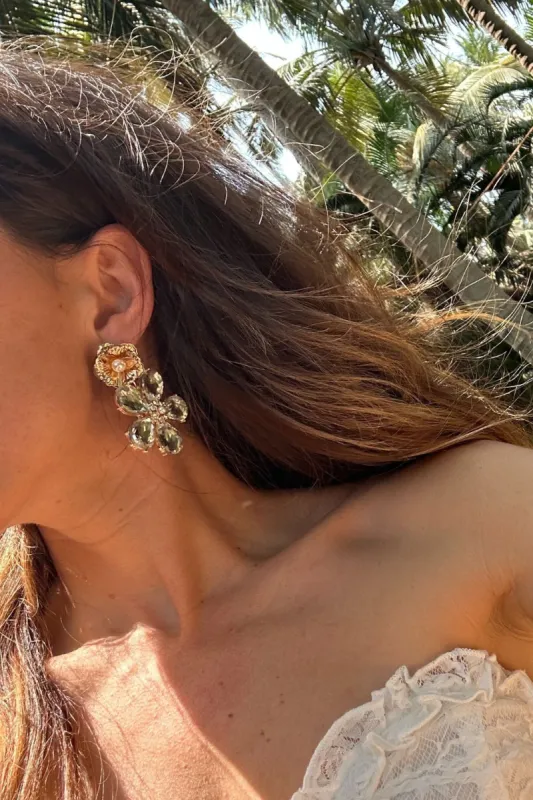 Iris Rhinestone Flower Earrings sold by 12th Tribe