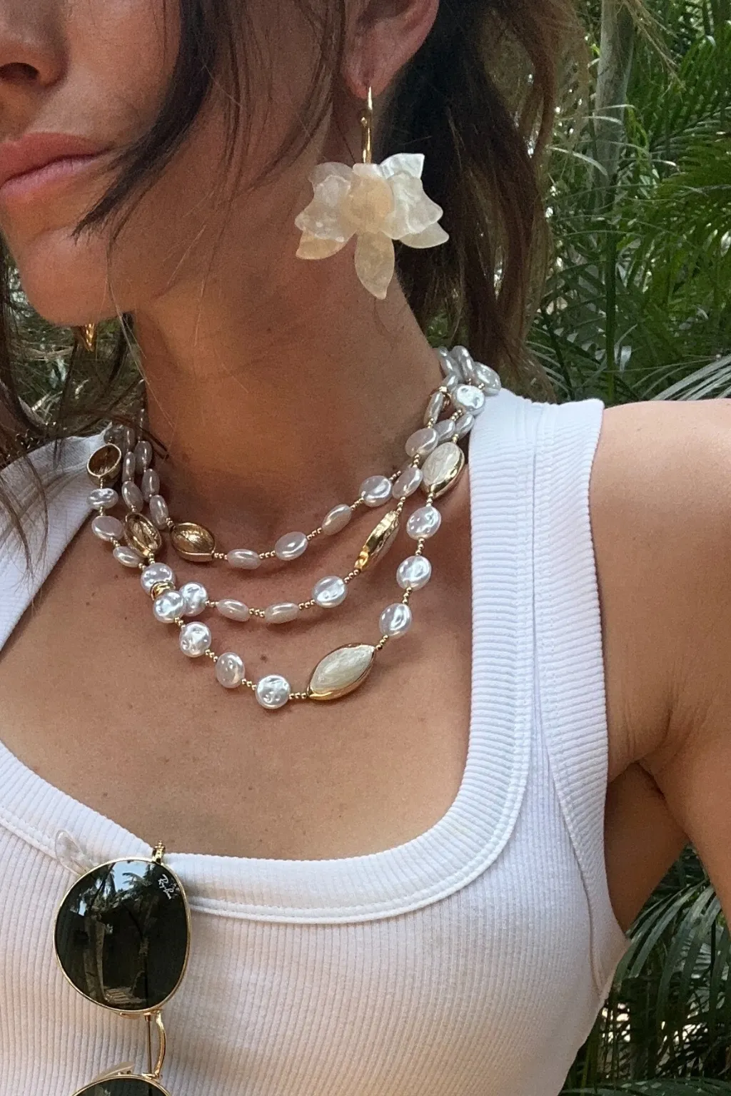 Hibiscus Off White Flower Earrings sold by 12th Tribe product image thumbnail 2