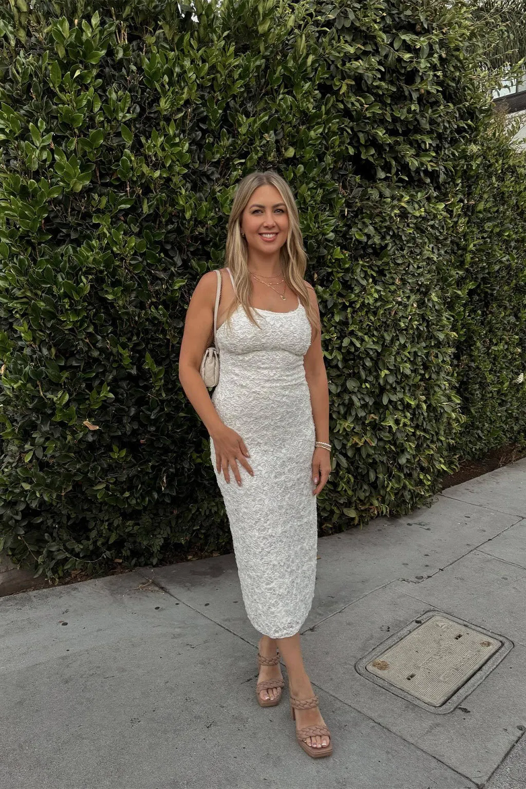 Ivy White Textured Midi Dress sold by 12th Tribe product image thumbnail 2