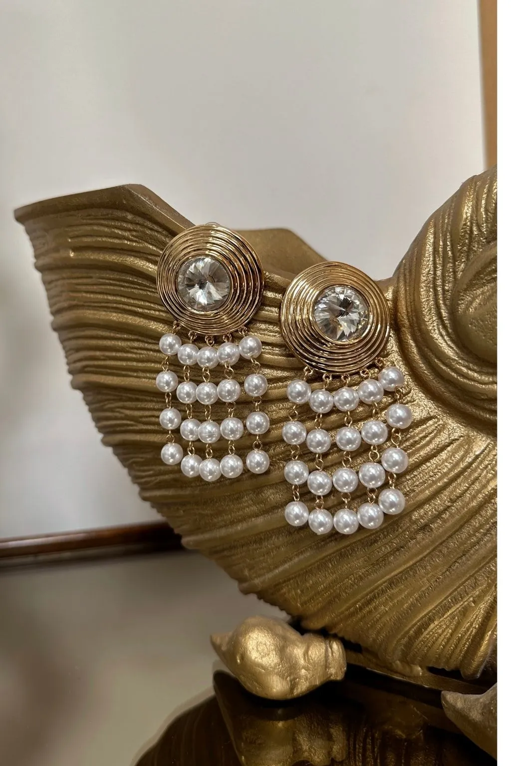 Mariana Gold Pearl Fringe Earrings sold by 12th Tribe product image thumbnail 3