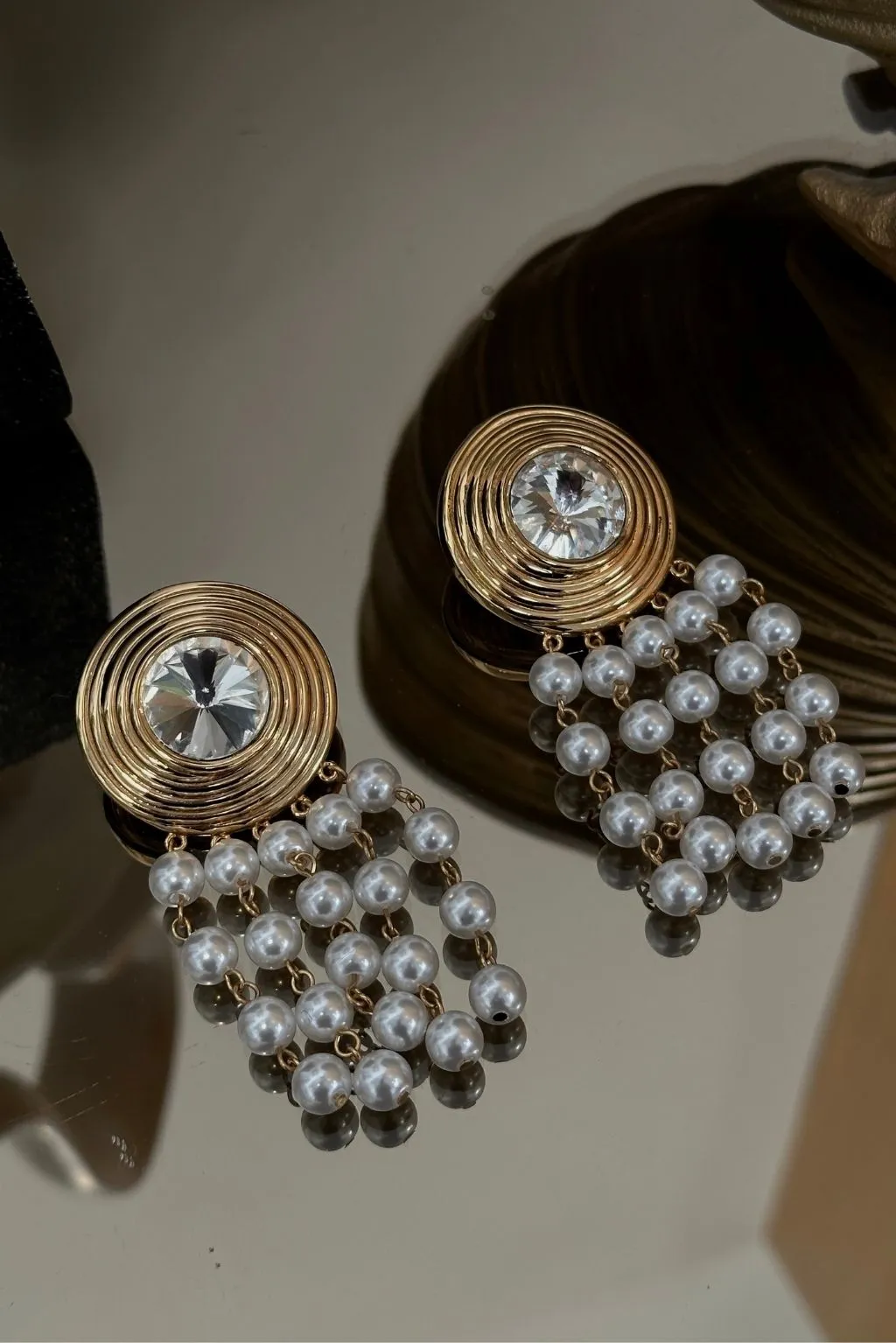 Mariana Gold Pearl Fringe Earrings sold by 12th Tribe product image thumbnail 4