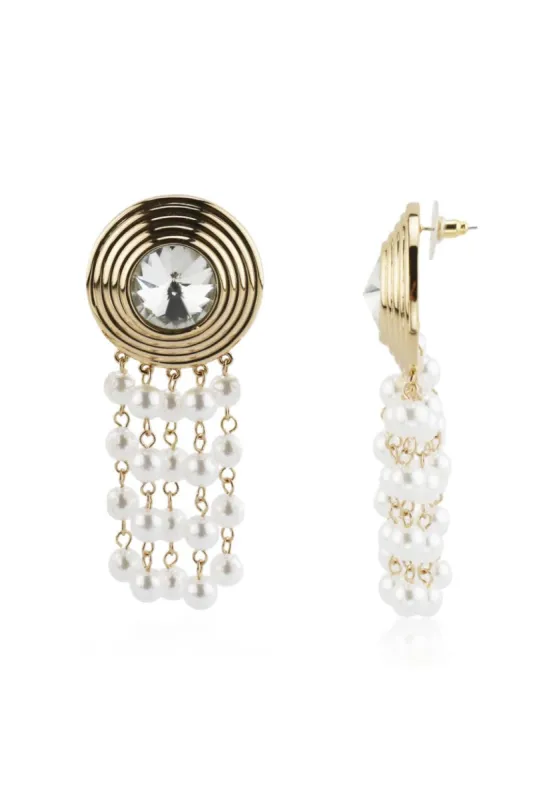 Mariana Gold Pearl Fringe Earrings sold by 12th Tribe