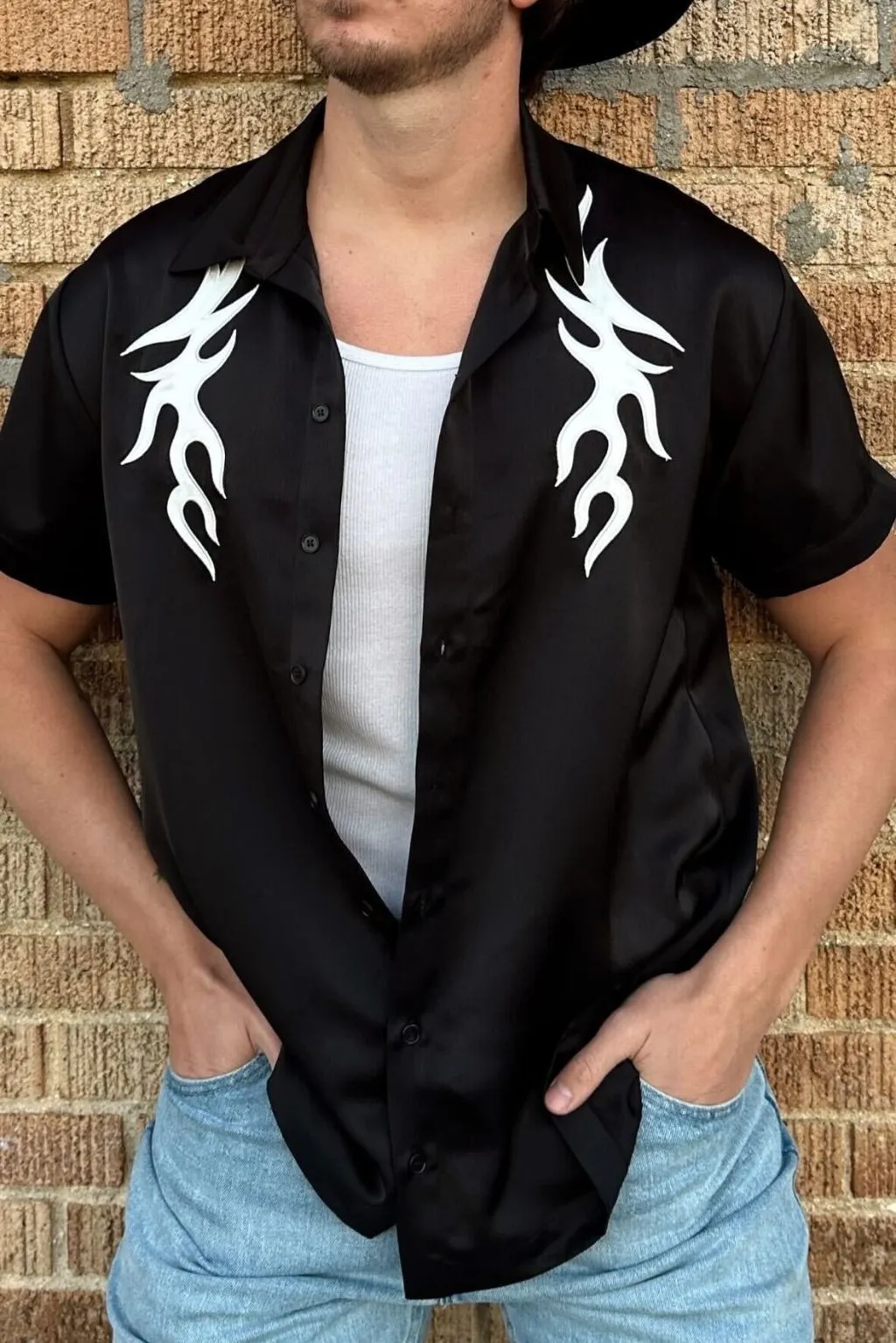 Danica Mens Black Button Up Top sold by 12th Tribe product image thumbnail 4