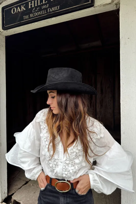 Chrissy White Ruffle Blouse sold by 12th Tribe