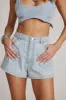 Aris Rhinestone Denim Shorts sold by 12th Tribe