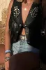 Lennon Black Faux Leather Fringe Vest sold by 12th Tribe