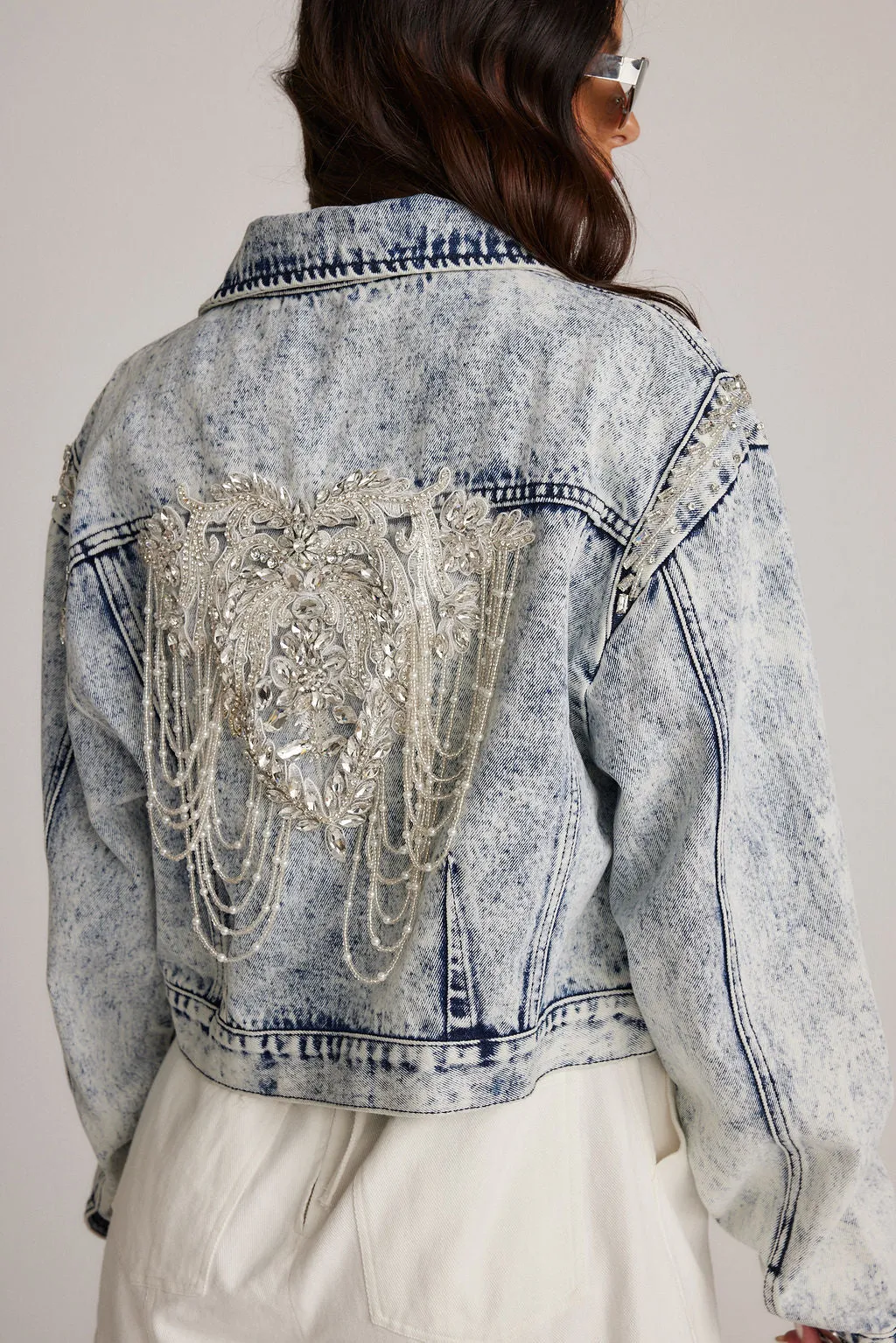 Chevall Rhinestone Embellished Denim Jacket sold by 12th Tribe product image thumbnail 3