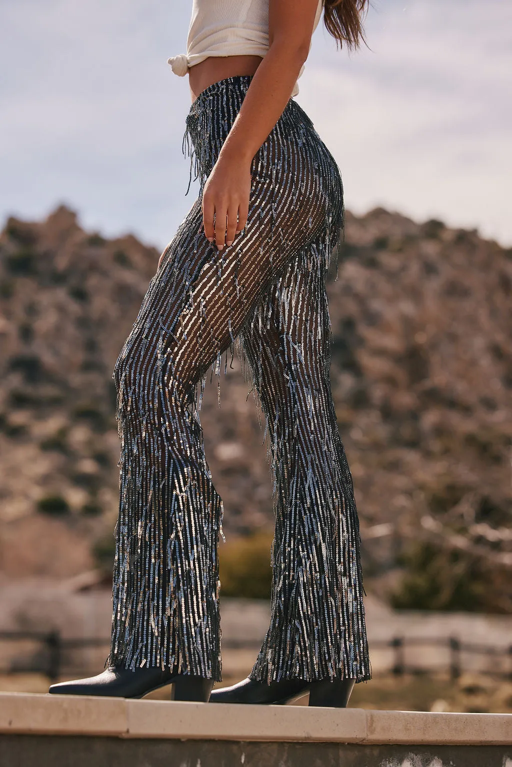 Vega Black Fringe Sequin Pants sold by 12th Tribe product image thumbnail 5