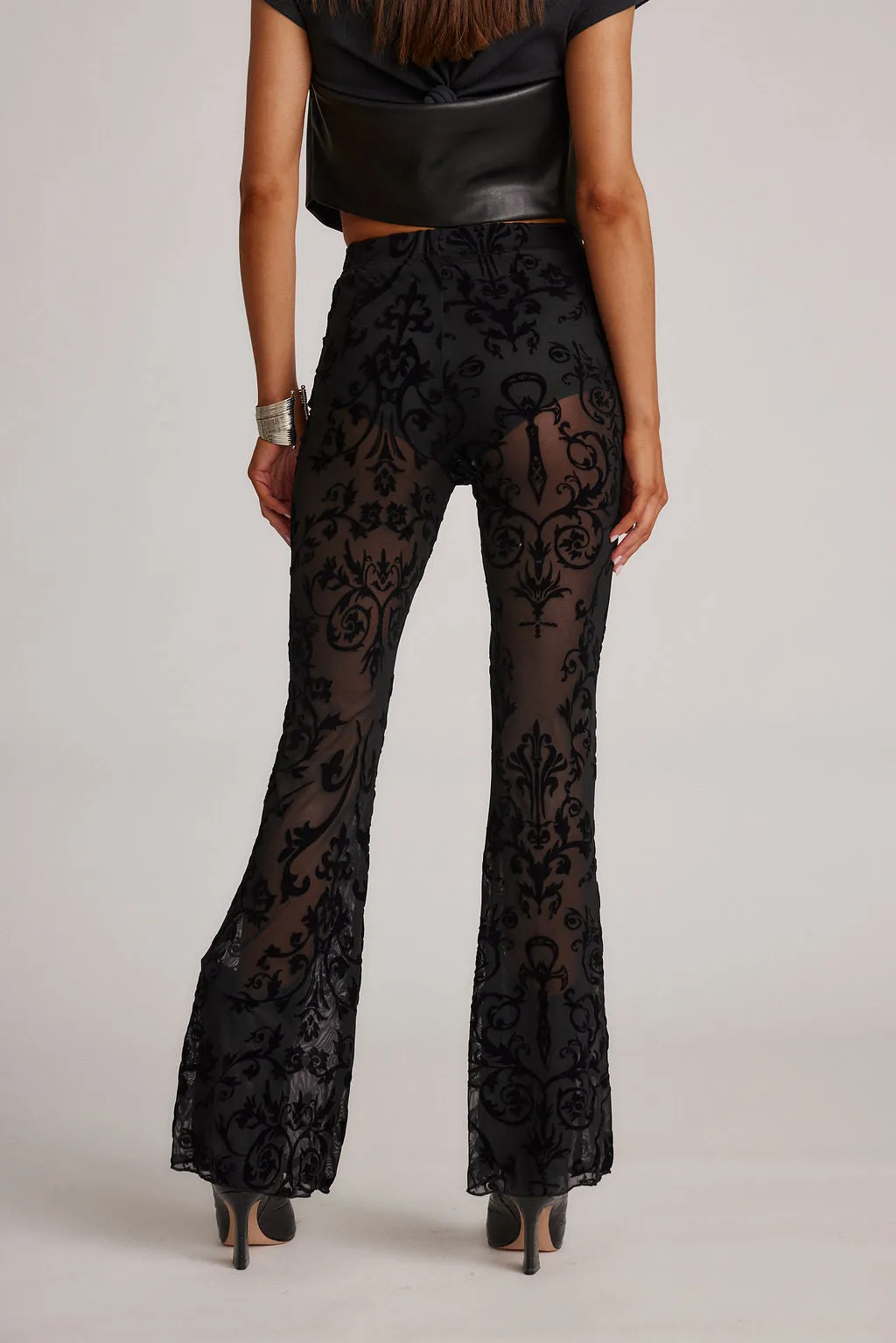 Midnight Hour Black Velvet Burnout Flare Pants sold by 12th Tribe product image thumbnail 3