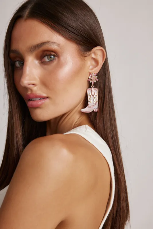 Pink Cowboy Boot Earrings sold by 12th Tribe