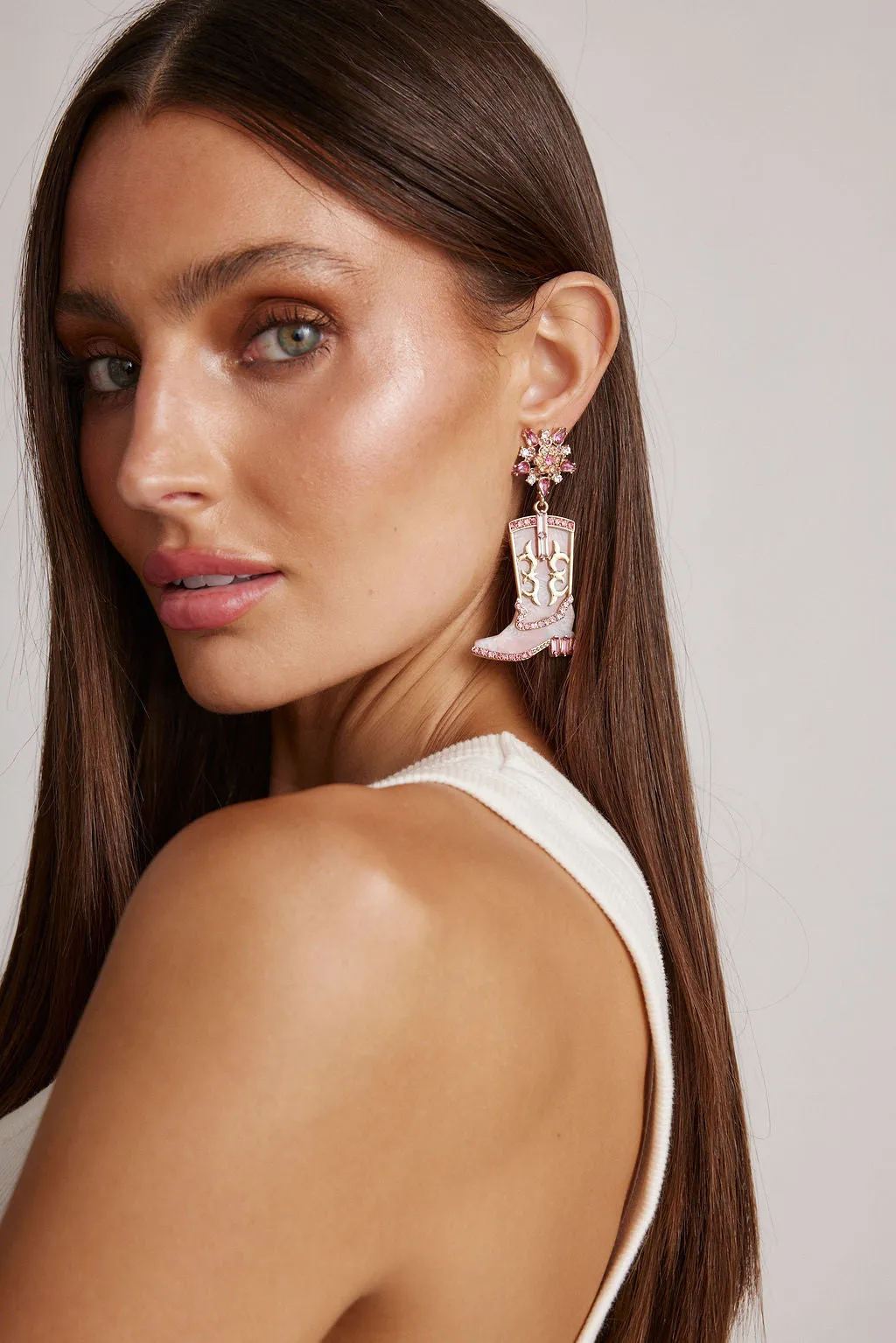 Pink Cowboy Boot Earrings sold by 12th Tribe