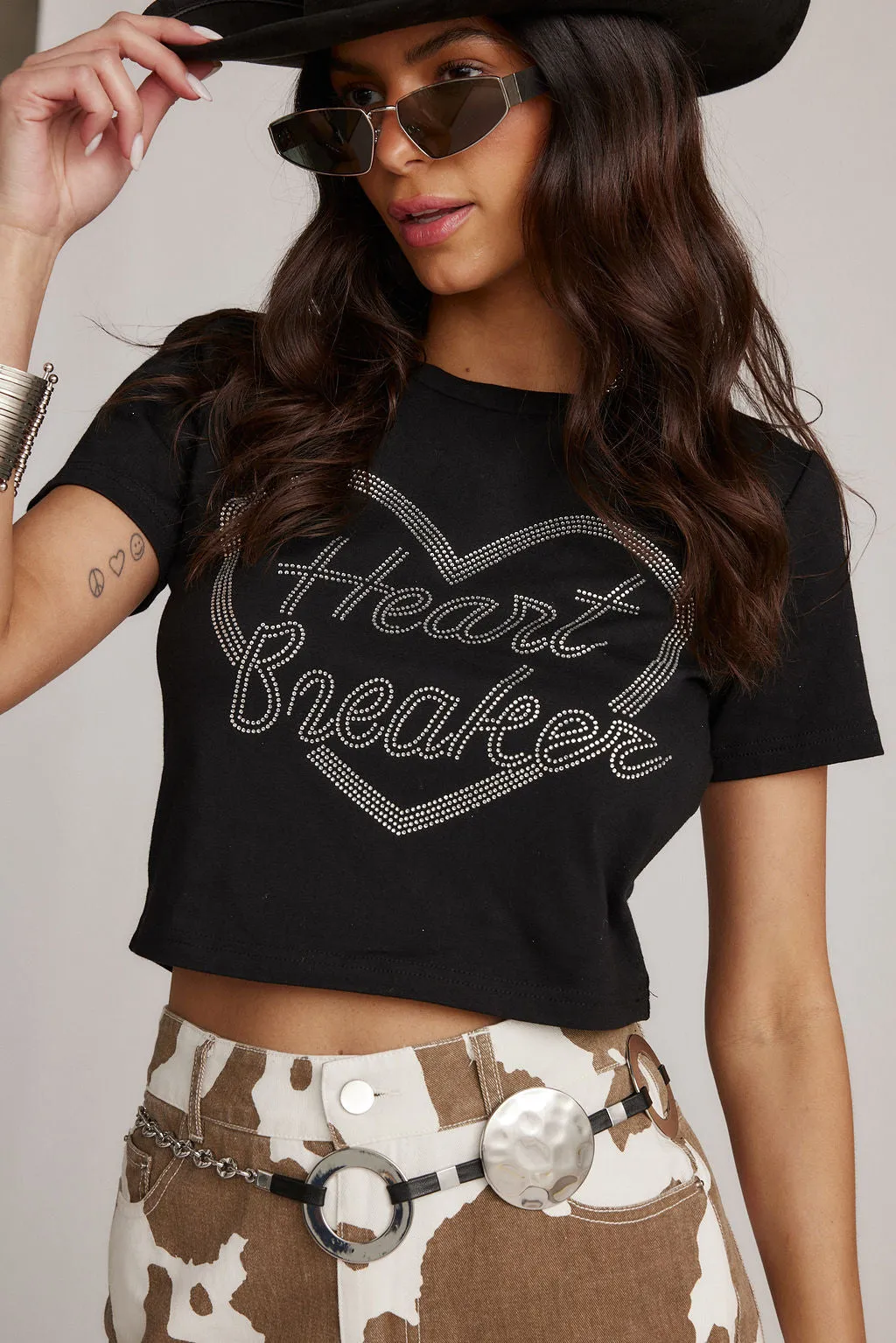 Heartbreaker Black Rhinestone Graphic Tee sold by 12th Tribe product image thumbnail 4