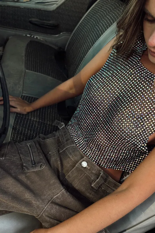 She's A Gem Black Rhinestone Top sold by 12th Tribe