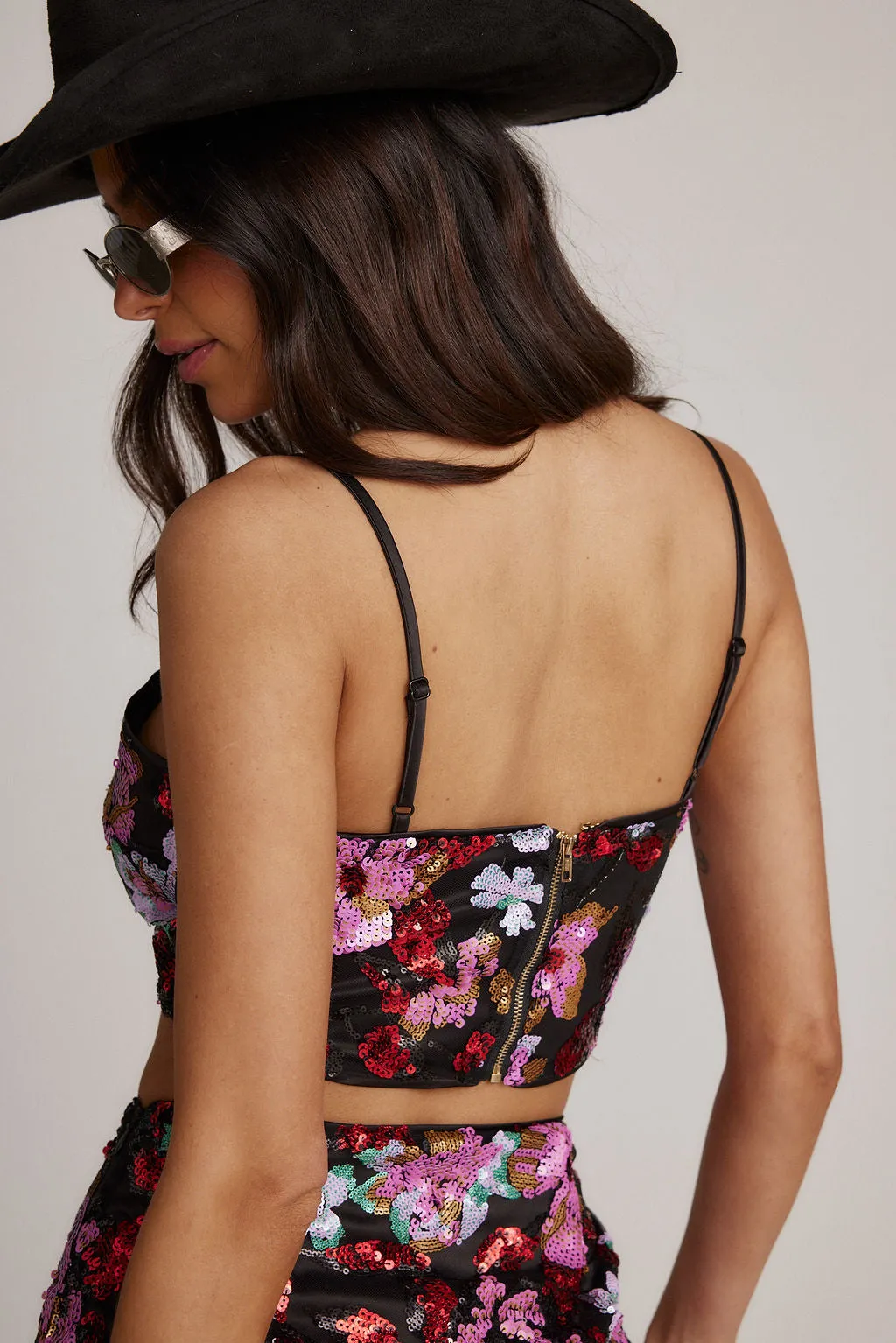 Dynamo Floral Sequin Crop Top sold by 12th Tribe product image thumbnail 3