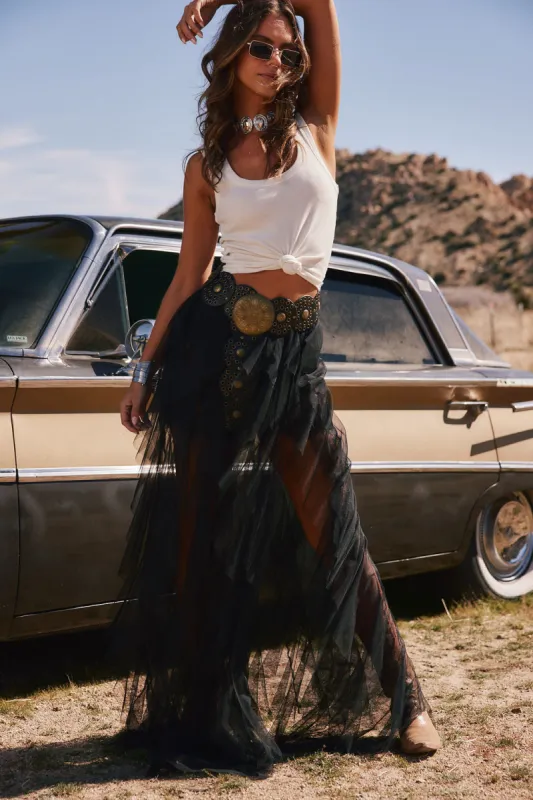 Rosalie Rock Black Tulle Maxi Skirt sold by 12th Tribe