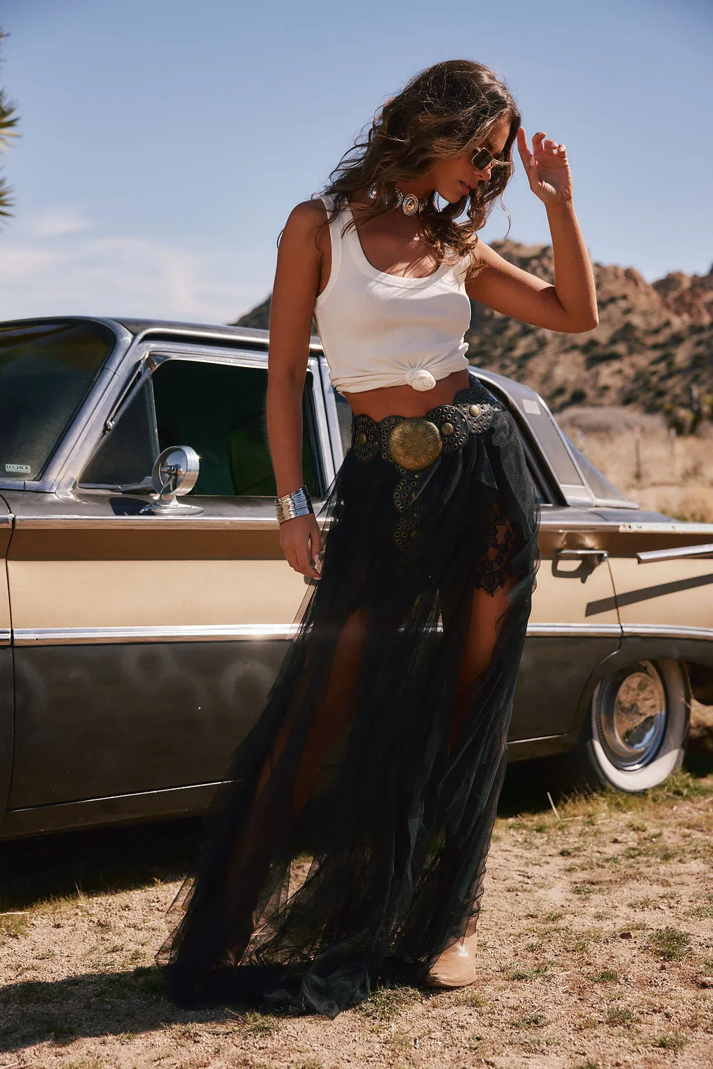 Rosalie Rock Black Tulle Maxi Skirt sold by 12th Tribe product image thumbnail 5