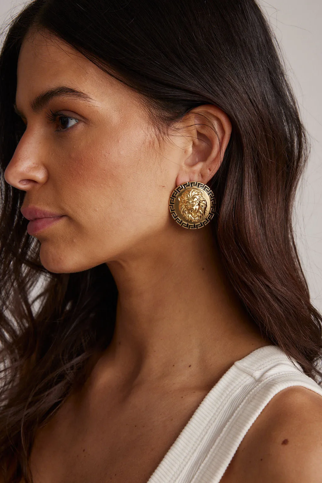 Lion Gold and Black Circle Earrings sold by 12th Tribe product image thumbnail 2