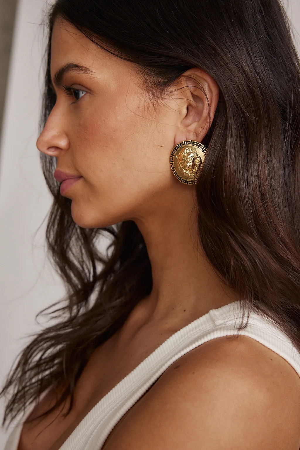 Lion Gold and Black Circle Earrings sold by 12th Tribe product image thumbnail 3