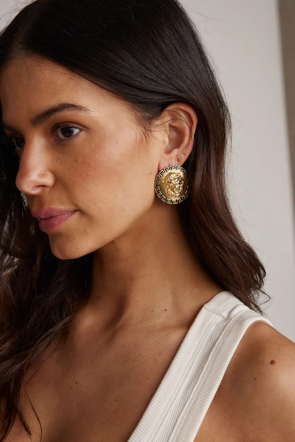 Lion Gold and Black Circle Earrings sold by 12th Tribe product image thumbnail 4