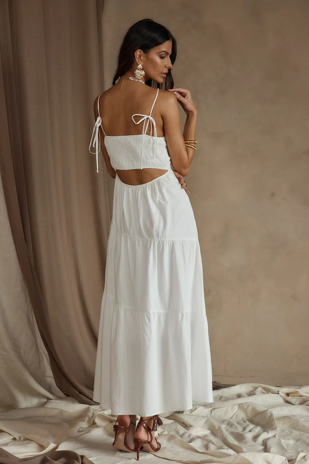 Magnolia White Linen Maxi Dress sold by 12th Tribe product image thumbnail 3