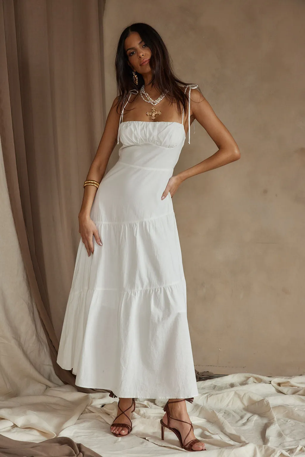 Magnolia White Linen Maxi Dress sold by 12th Tribe product image thumbnail 2