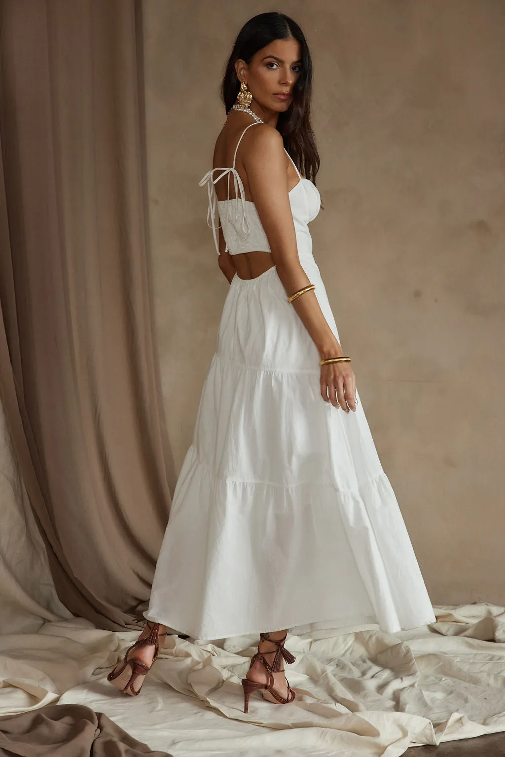 Magnolia White Linen Maxi Dress sold by 12th Tribe product image thumbnail 5