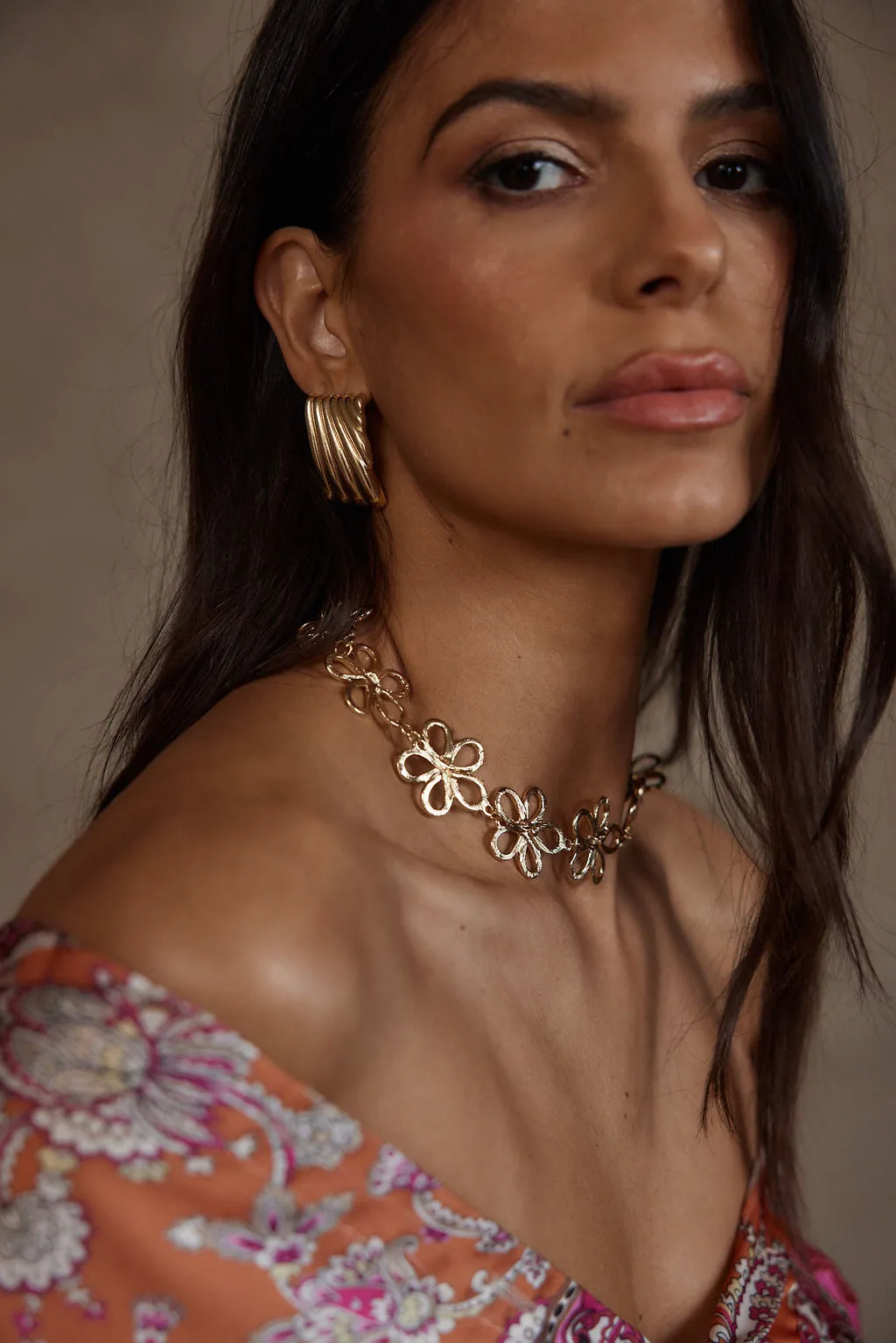 Talia Gold Textured Earrings sold by 12th Tribe product image thumbnail 3