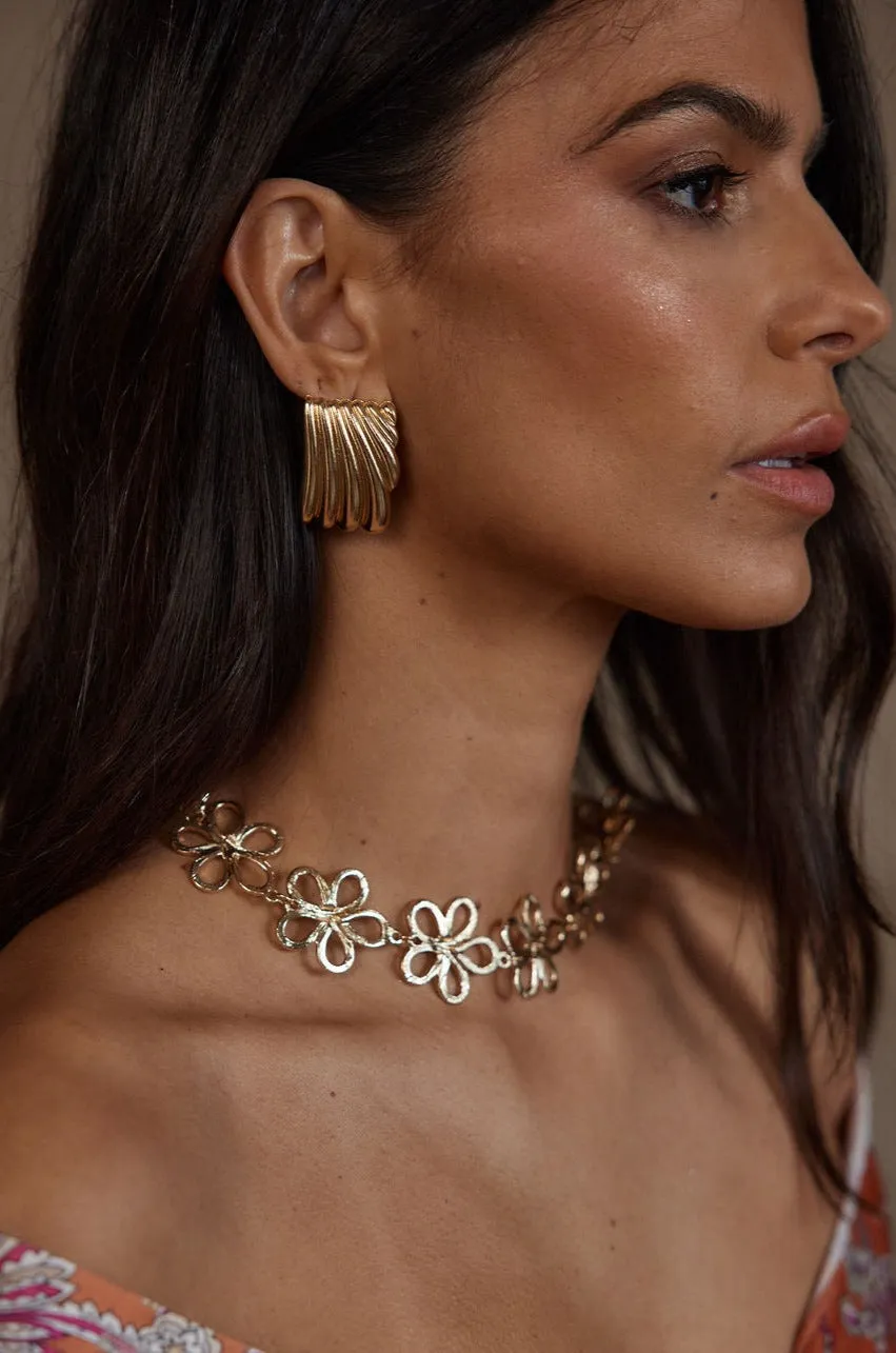 Talia Gold Textured Earrings sold by 12th Tribe