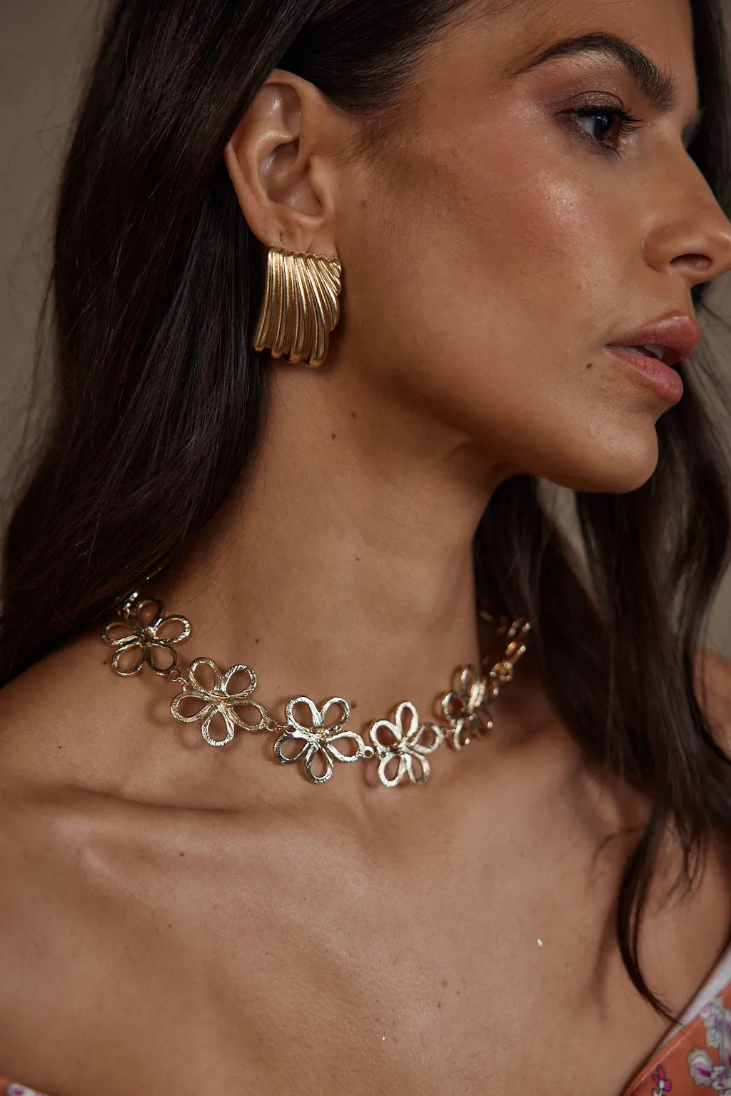 Talia Gold Textured Earrings sold by 12th Tribe product image thumbnail 2