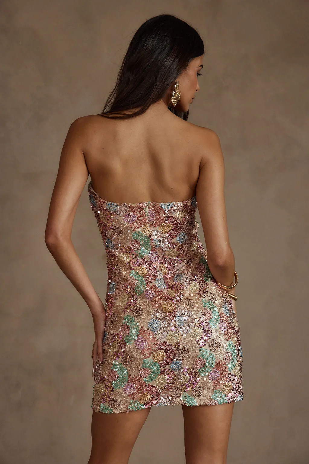 Clementine Pink Abstract Sequin Mini Dress sold by 12th Tribe product image thumbnail 4