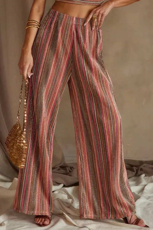 High Tide Pink Striped Plisse Pants sold by 12th Tribe