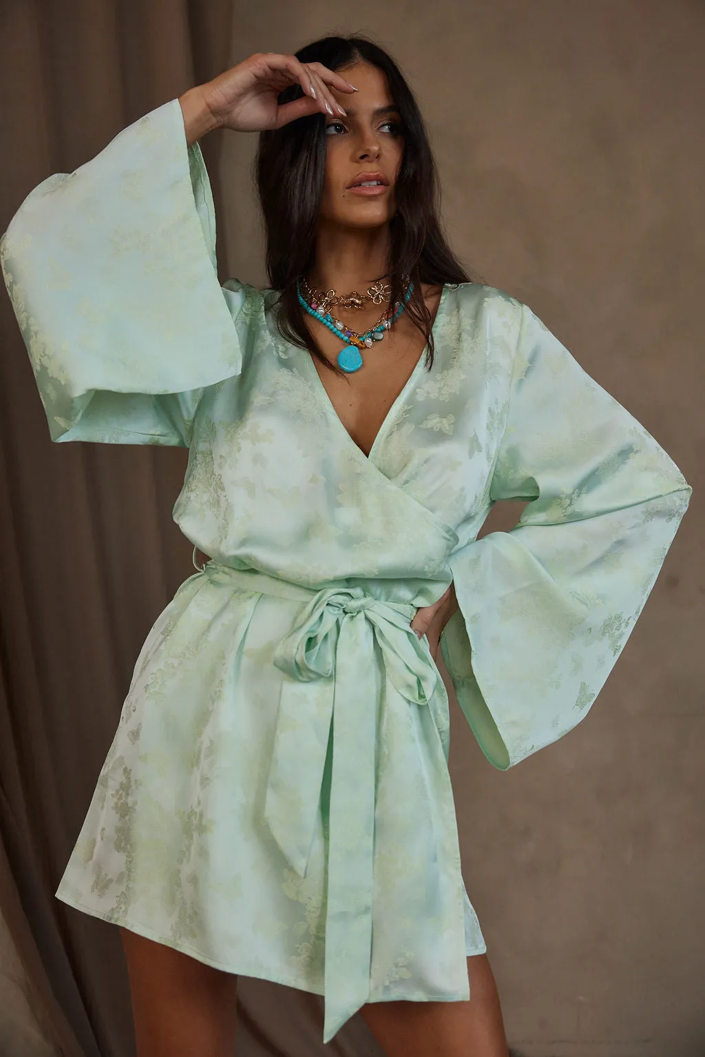 Gold Standard Sage Jacquard Dress sold by 12th Tribe product image thumbnail 3