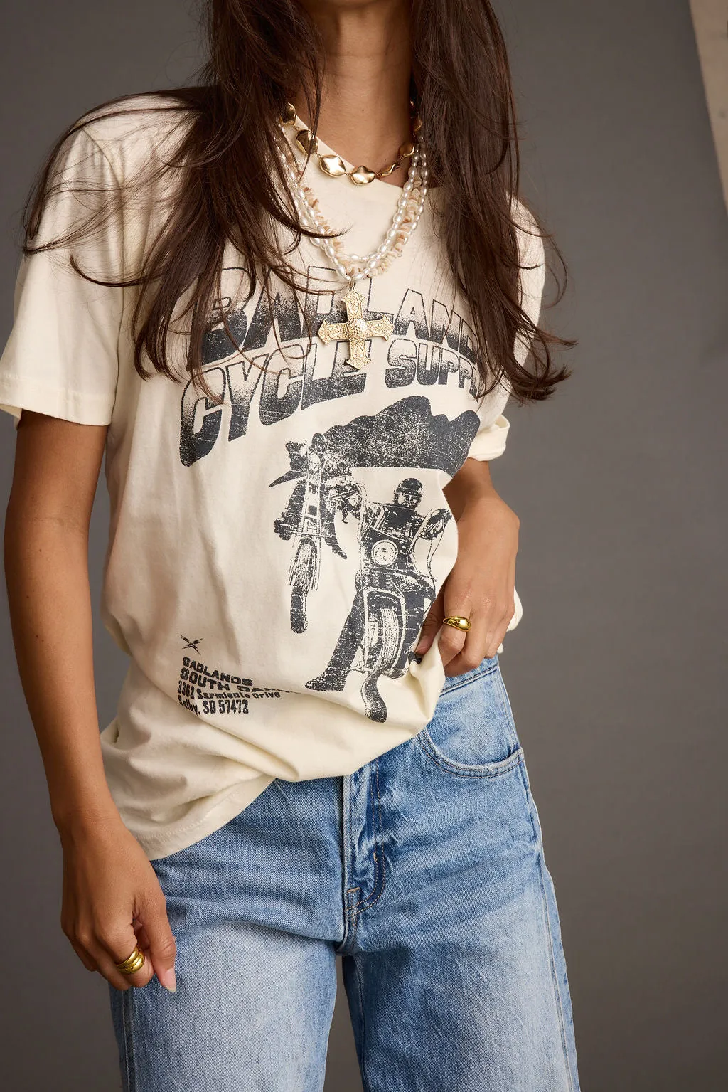 Badlands Cycle Cream Unisex Graphic Tee sold by 12th Tribe product image thumbnail 2