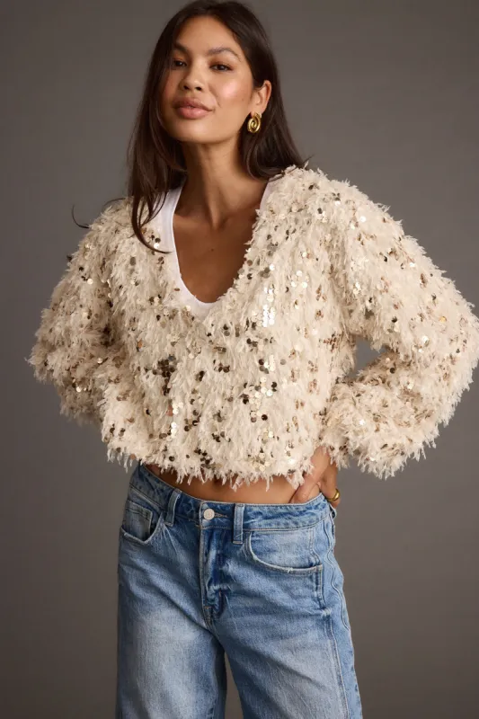 Fallon Sequin Long Sleeve Top made by En Creme