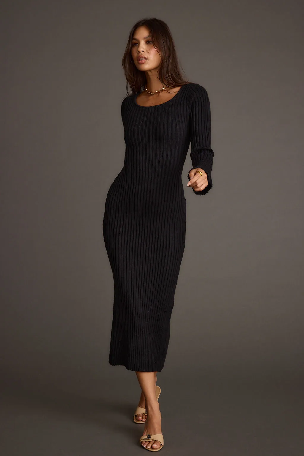 Gwyneth Black Sweater Midi Dress sold by 12th Tribe product image thumbnail 4