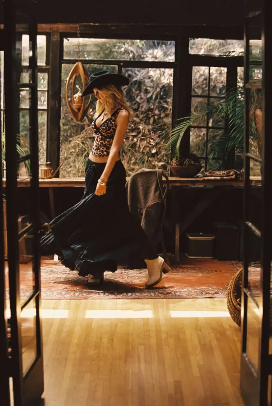 Violetta Black Gauze Maxi Skirt sold by 12th Tribe