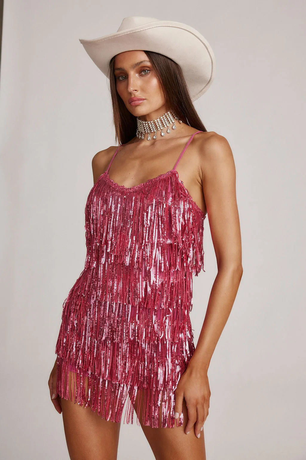 Talia Pink Sequin Fringe Romper sold by 12th Tribe product image thumbnail 5