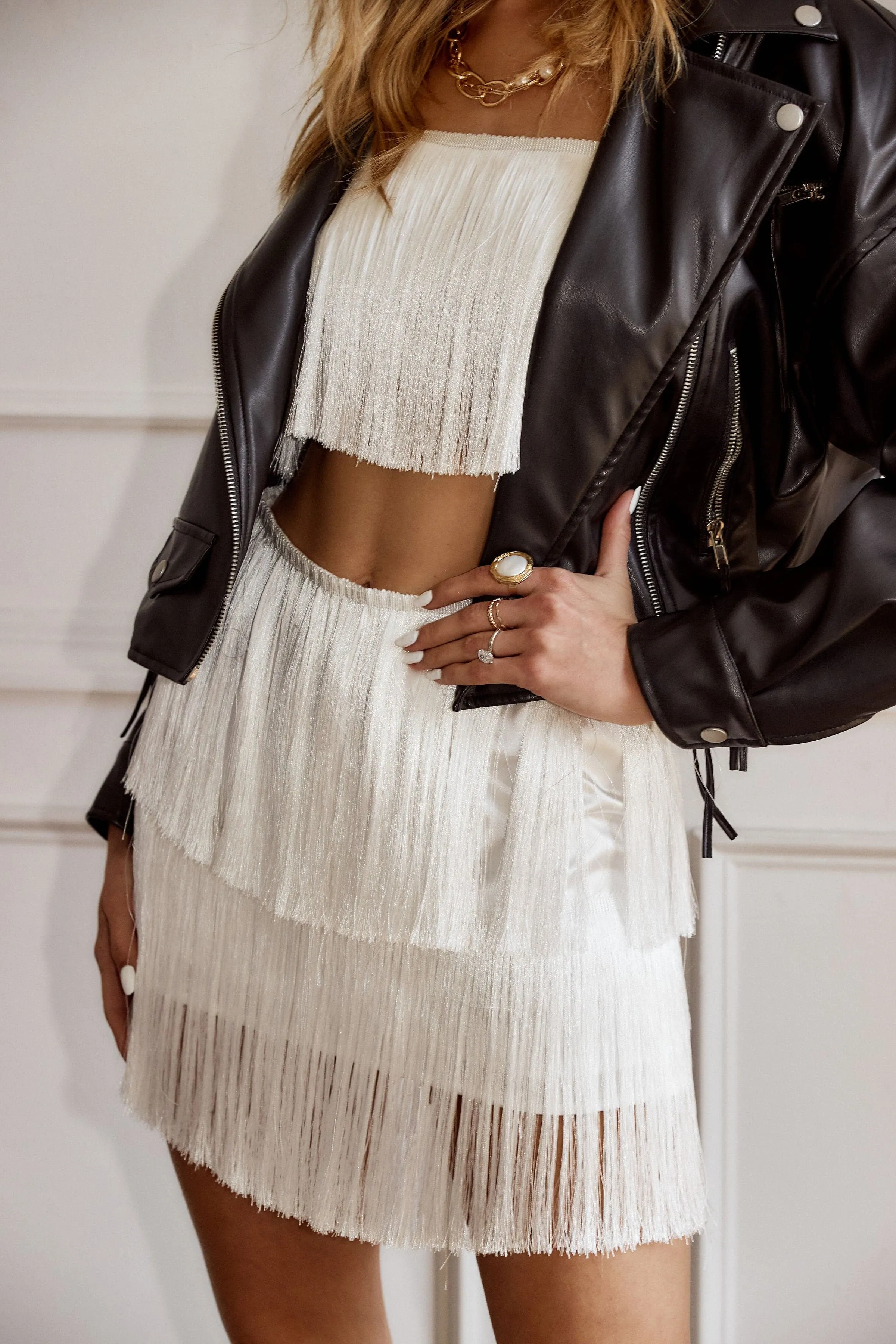 Gatsby White Fringe Crop Top sold by 12th Tribe product image thumbnail 5