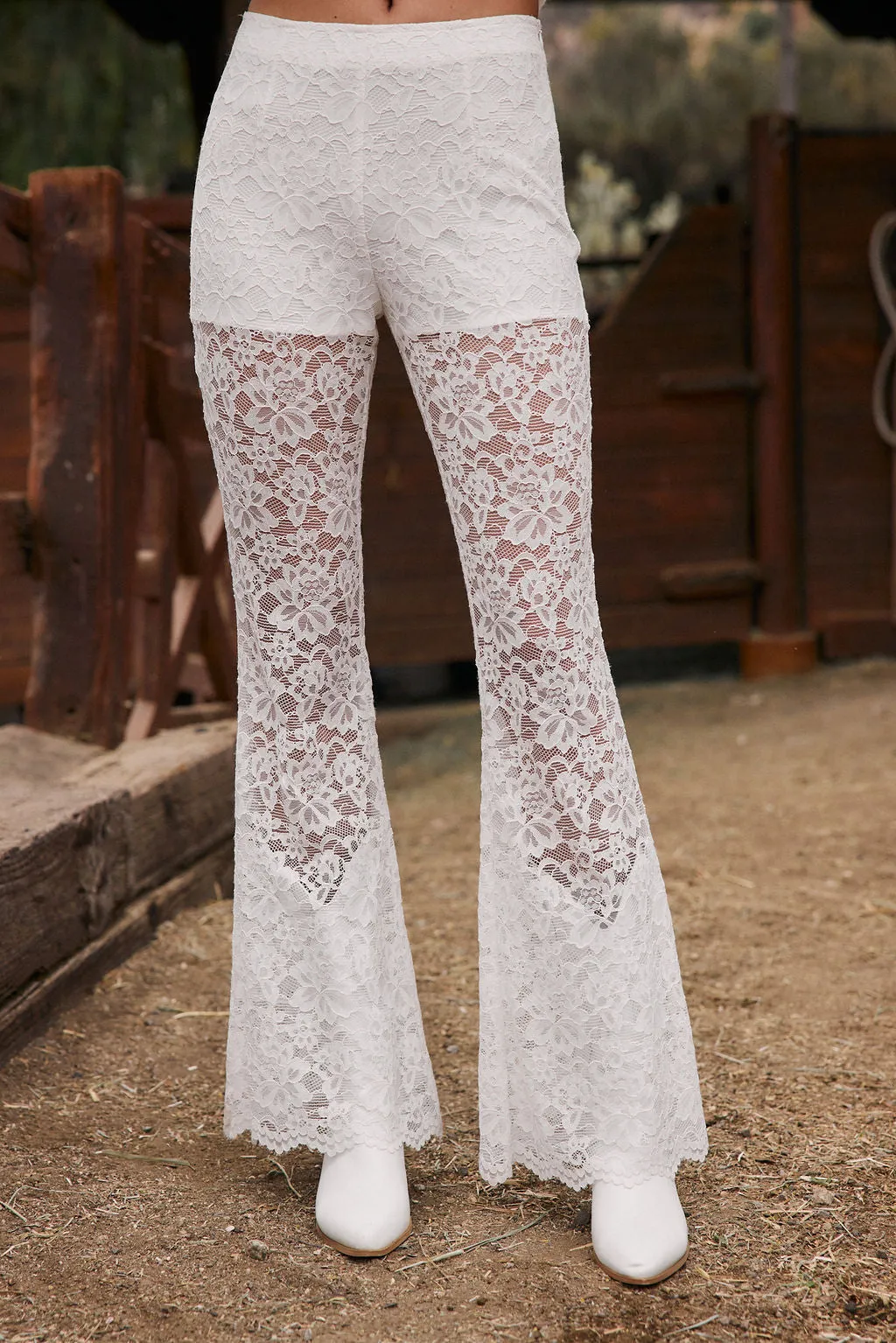 Amari White Lace Pull on Pants sold by 12th Tribe