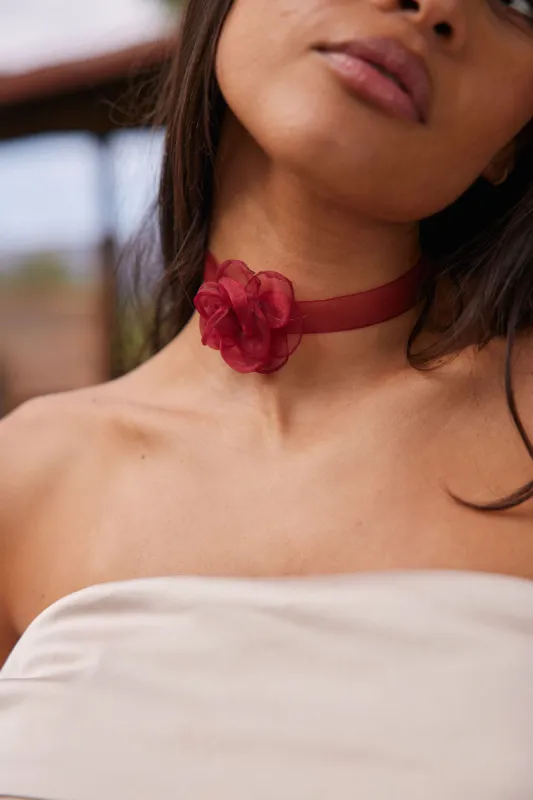 Genesis Red Flower Choker sold by 12th Tribe