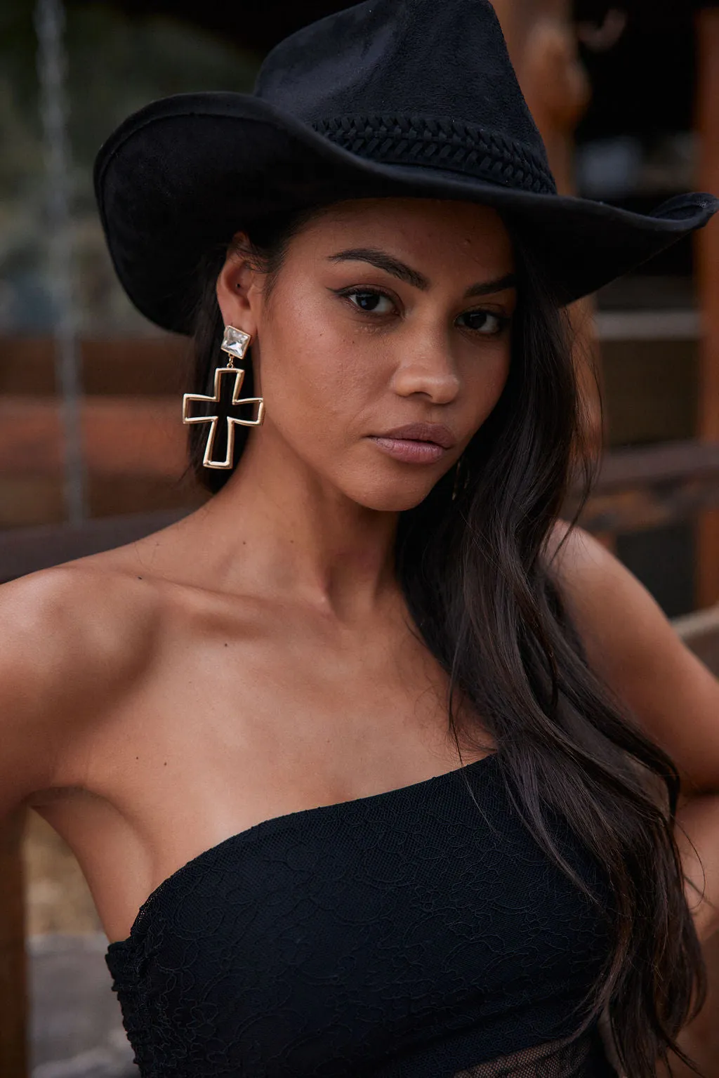 Eva Gold Cross Earrings sold by 12th Tribe product image thumbnail 2