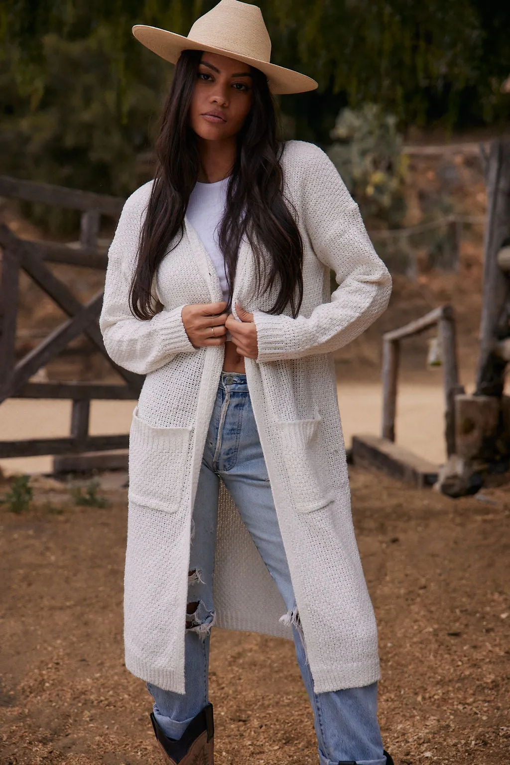 Kelsey White Long Cardigan sold by 12th Tribe product image thumbnail 4