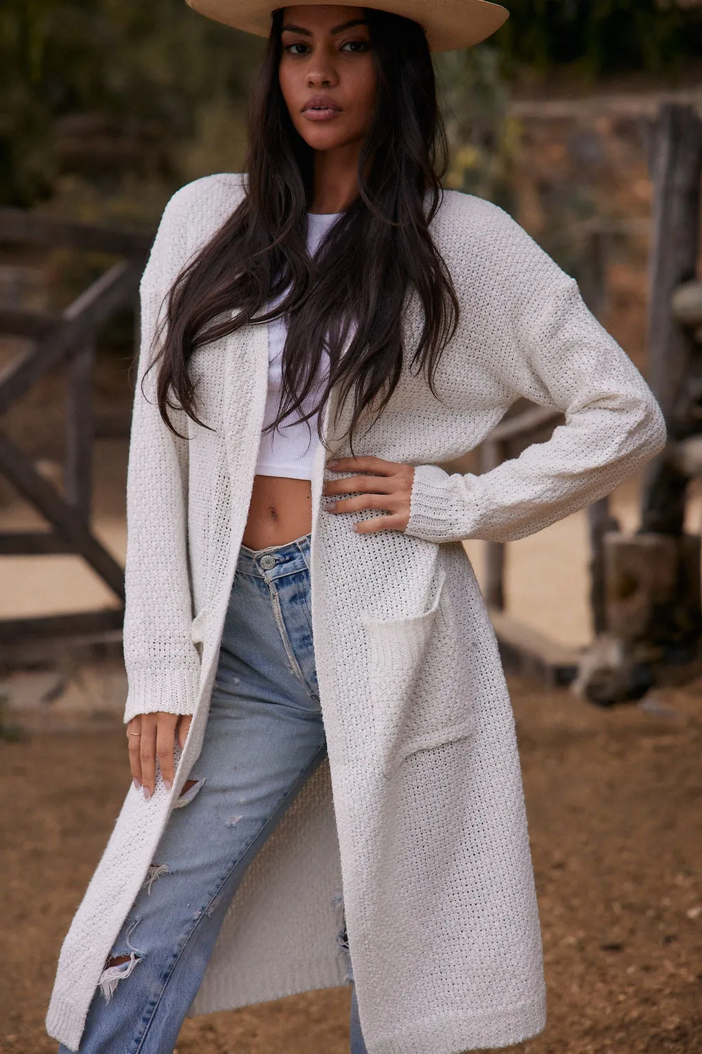 Kelsey White Long Cardigan sold by 12th Tribe