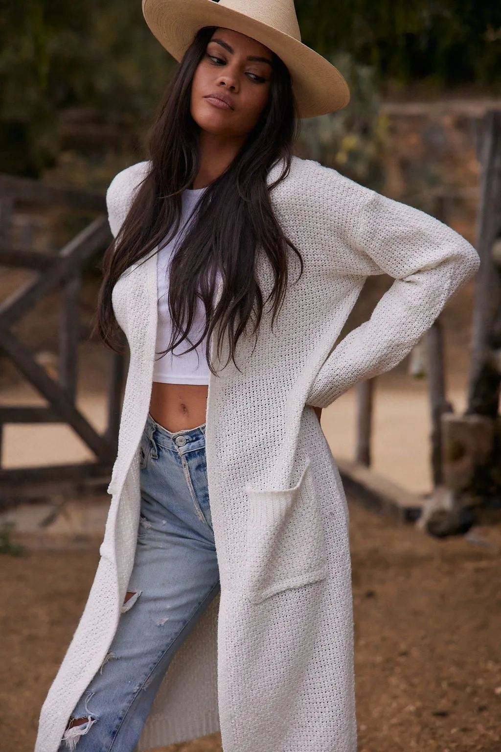 Kelsey White Long Cardigan sold by 12th Tribe product image thumbnail 5