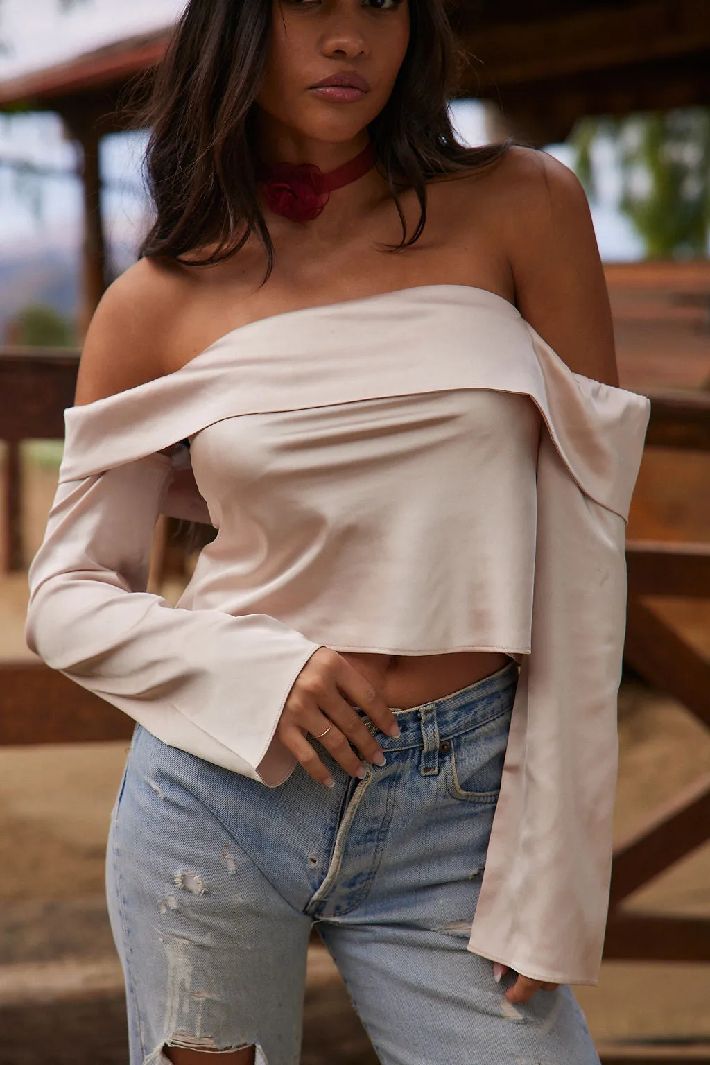 Reagan Off the Shoulder Blouse sold by 12th Tribe