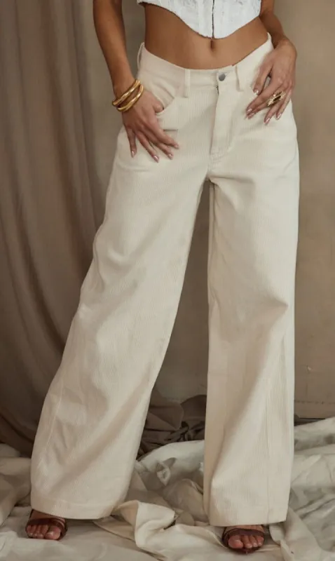 Clarence Cream Corduroy Pants sold by 12th Tribe